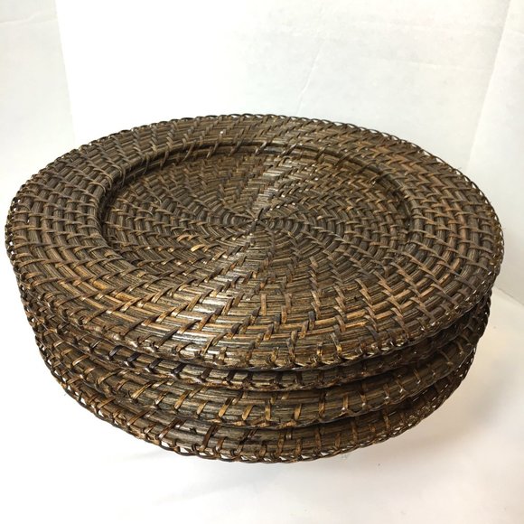 Rattan Charger Espresso Color Set of 4 - Picture 3 of 14